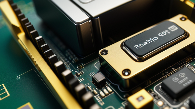 Computer hardware components close-up