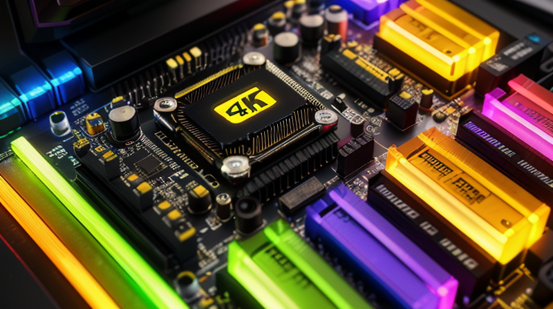 detailed close-up photo of gaming PC components RGB lighting and graphics card