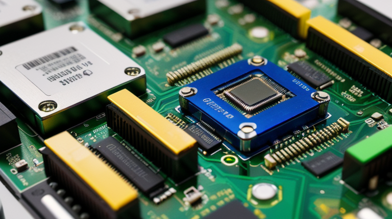 Close-up of PC components and hardware installation